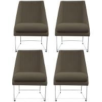 Kit 04 Cadeiras Ana Base De Ferro Prata Suede Grafite D'classe Decor - 1