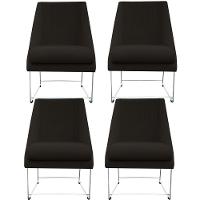 Kit 04 Cadeiras Ana Base De Ferro Prata Suede Marrom D'classe Decor - 1