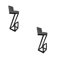 Kit 02 Banqueta Alta Z Base De Ferro Suede Grafite D'classe Decor - 1