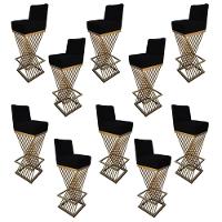 Kit 10 Banquetas Luma Base De Ferro Sued Preto D'classe Decor - 1