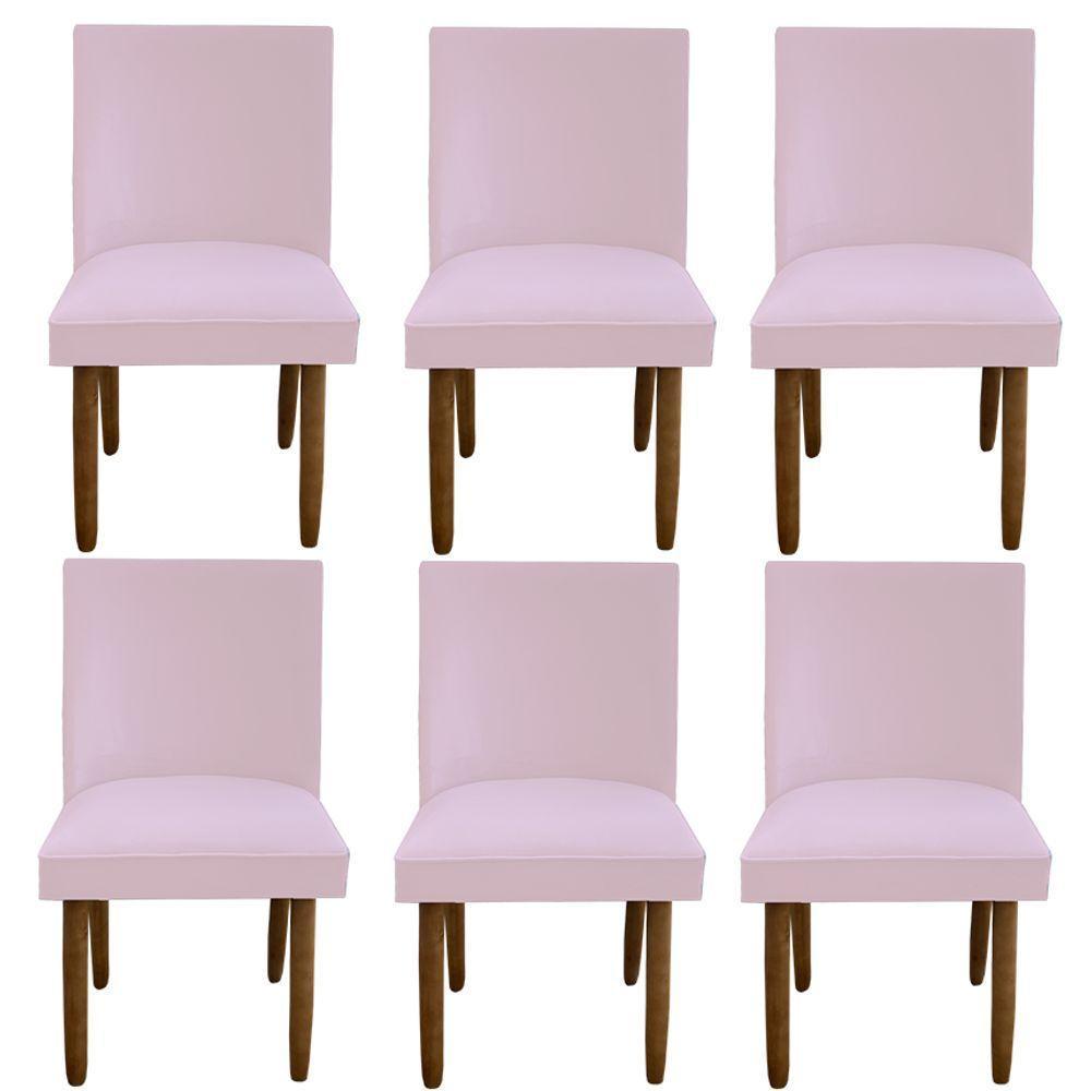 Kit 06 Cadeiras Para Sala De Jantar Tóquio Pés Palito Suede Rosa Bebê D'classe Decor - 1