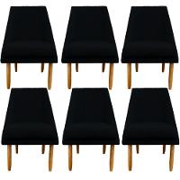 Kit 06 Cadeiras Para Sala De Jantar Ana Pés Palito Suede Preto D'classe Decor - 1