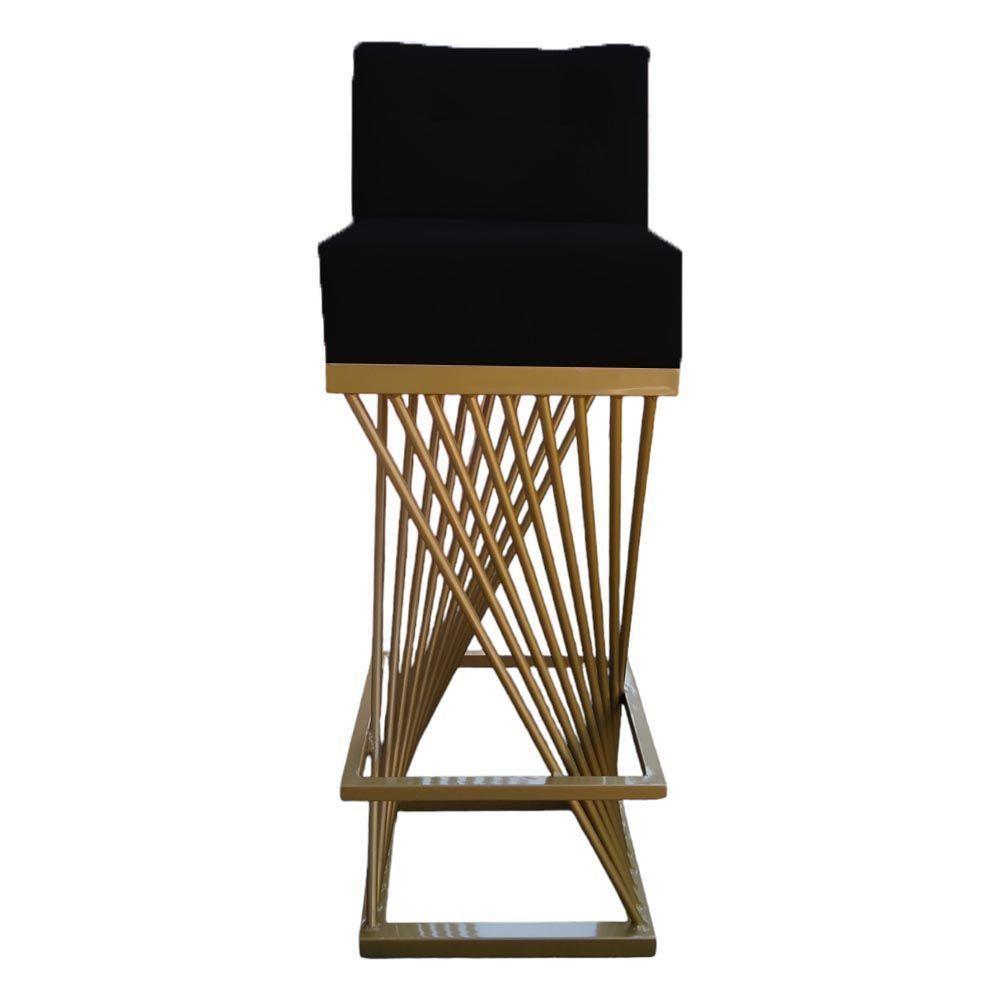 Kit 04 Banquetas Luma Base De Ferro Sued Preto D'classe Decor - 2