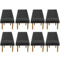 Kit 08 Cadeiras Para Sala De Jantar Ana Pés Palito Suede Grafite D'classe Decor - 1