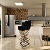 Kit 08 Banquetas Luma Base De Ferro Sued Preto D'classe Decor - 9