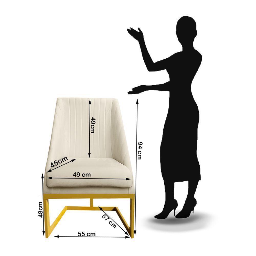 Kit 08 Cadeiras Para Sala De Jantar Ana Base De Ferro Veludo Bege D'classe Decor - 6