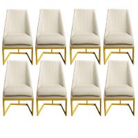 Kit 08 Cadeiras Para Sala De Jantar Ana Base De Ferro Veludo Bege D'classe Decor - 1