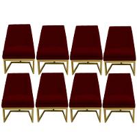 Kit 08 Cadeiras Para Sala De Jantar Ana Base De Ferro Suede Marsala D'classe Decor - 1