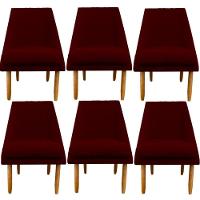 Kit 06 Cadeiras Para Sala De Jantar Ana Pés Palito Suede Marsala D'classe Decor - 1