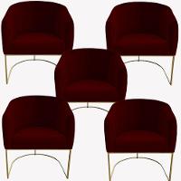 Kit 05 Poltrona Julia Com Base De Ferro Sala De Estar Escritório Recepção Clinica Suede Marsala D'classe Decor - 1