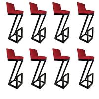 Kit 08 Banqueta Alta Z Base De Ferro Suede Vermelho D'classe Decor - 1