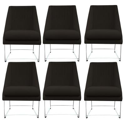 Kit 06 Cadeiras Ana Base De Ferro Prata Suede Marrom D'classe Decor