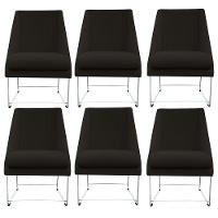 Kit 06 Cadeiras Ana Base De Ferro Prata Suede Marrom D'classe Decor - 1