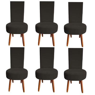 Kit 06 Cadeiras De Jantar Lisboa Sued Marrom D'classe Decor
