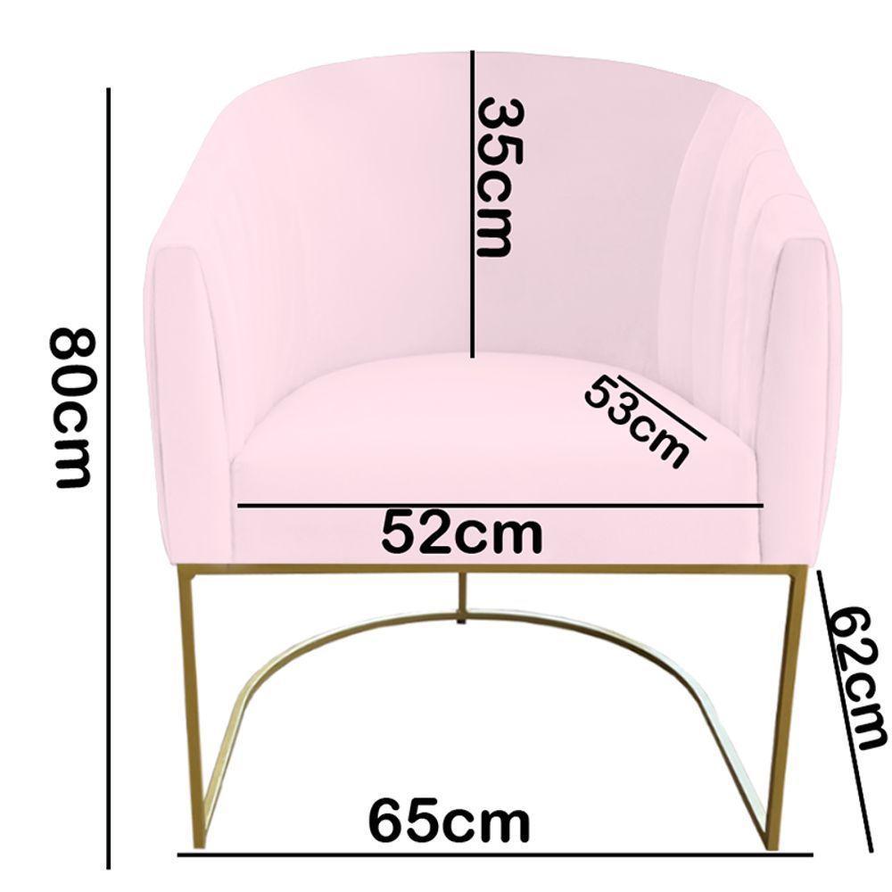 Kit 04 Poltrona Julia Com Base De Ferro Sala De Estar Escritório Recepção Clinica Suede Rosa Bebê D'classe Decor - 5