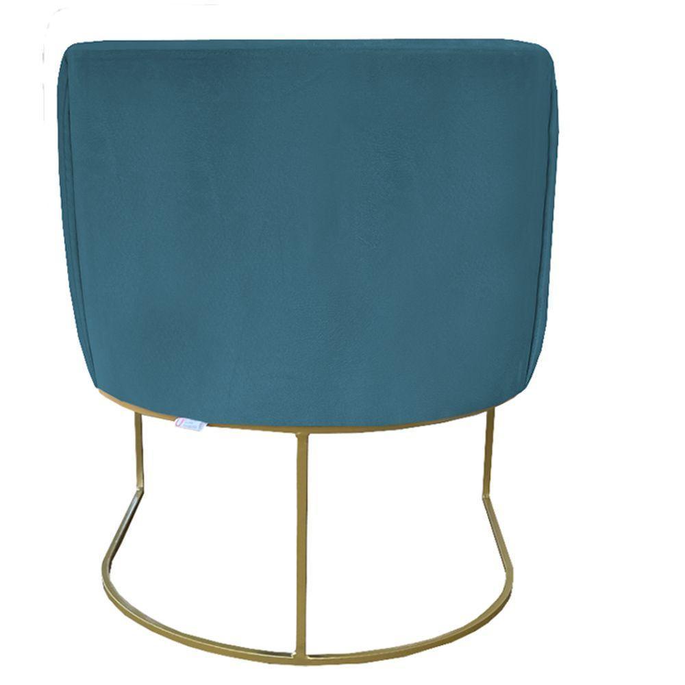 Kit 04 Poltrona Julia Com Base De Ferro Sala De Estar Escritório Recepção Clinica Suede Azul Tiffany D'classe Decor - 5