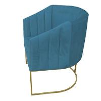 Kit 04 Poltrona Julia Com Base De Ferro Sala De Estar Escritório Recepção Clinica Suede Azul Tiffany D'classe Decor