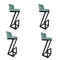 Kit 04 Banqueta Alta Z Base De Ferro Suede Azul Tiffany D'classe Decor - 1