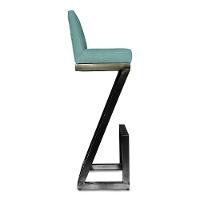 Kit 04 Banqueta Alta Z Base De Ferro Suede Azul Tiffany D'classe Decor - 2