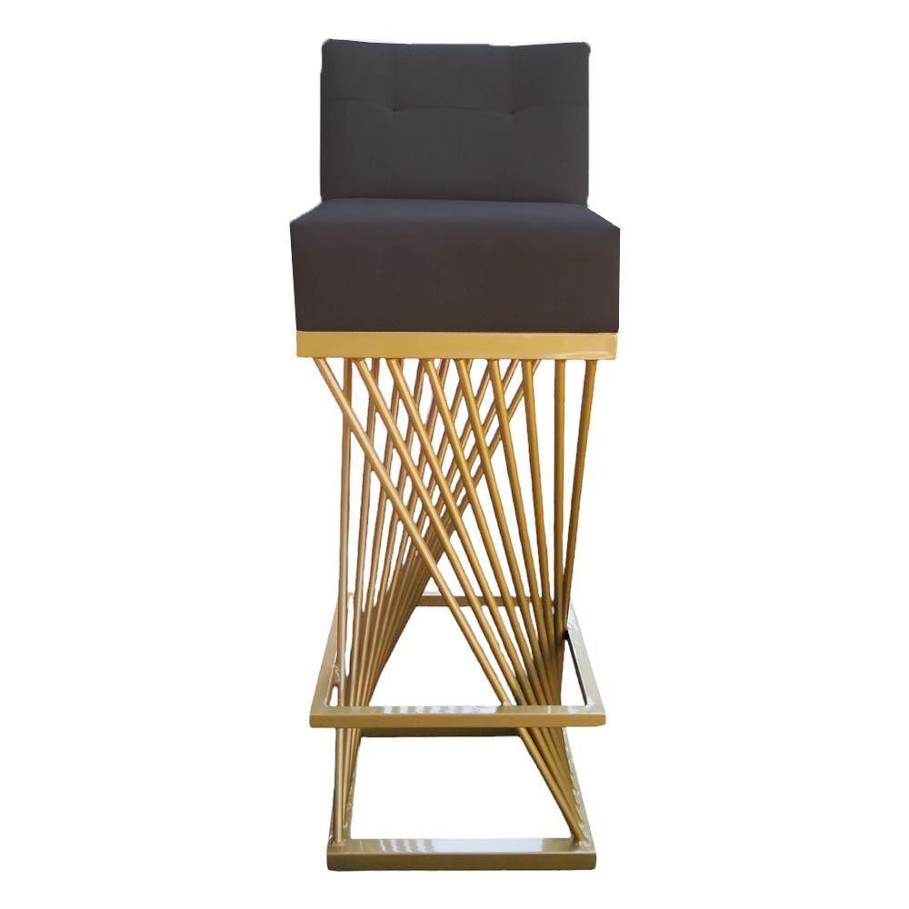 Kit 04 Banquetas Luma Base De Ferro Sued Grafite D'classe Decor - 2