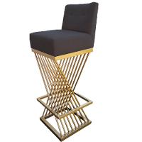 Kit 04 Banquetas Luma Base De Ferro Sued Grafite D'classe Decor