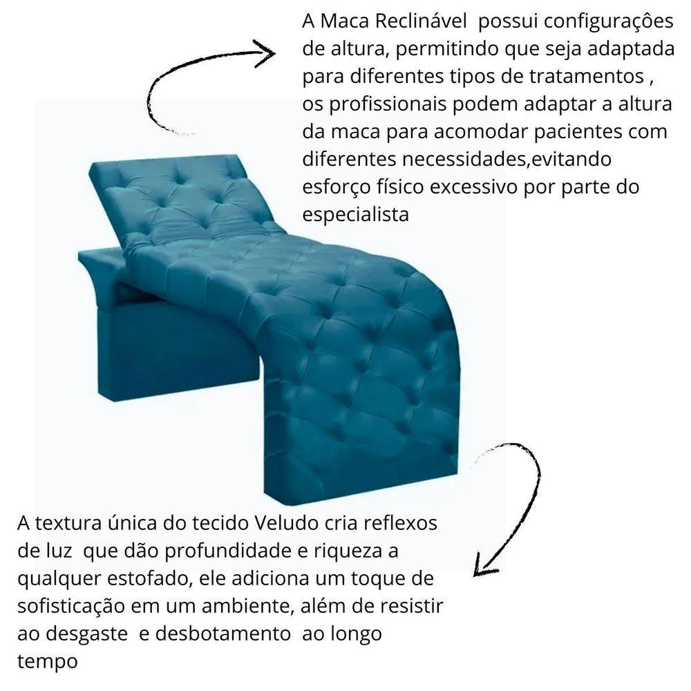 Maca Estofada Estética Cílios Regulável Spa Veludo Juliette Azul Turquesa - 5