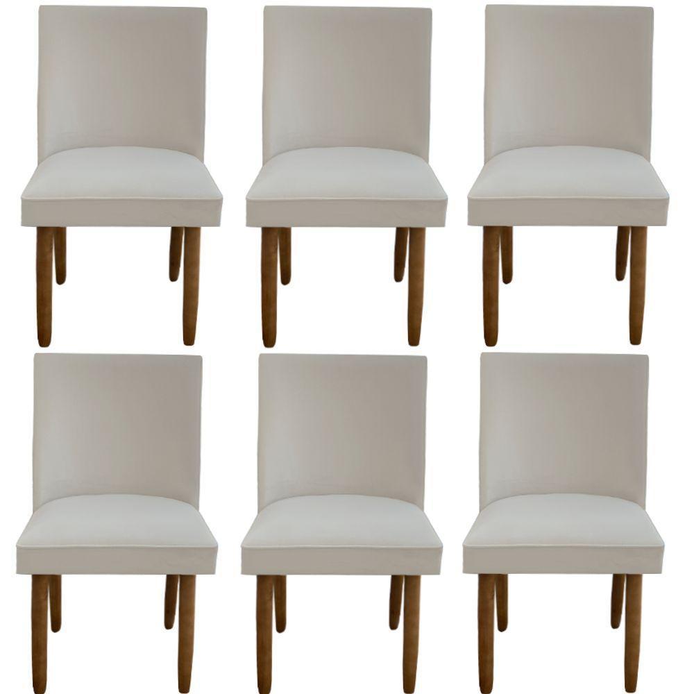 Kit 06 Cadeiras Para Sala De Jantar Tóquio Pés Palito Suede Bege D'classe Decor - 1