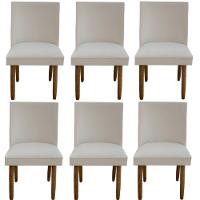 Kit 06 Cadeiras Para Sala De Jantar Tóquio Pés Palito Suede Bege D'classe Decor - 1