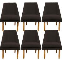 Kit 06 Cadeiras Para Sala De Jantar Ana Pés Palito Suede Marrom D'classe Decor - 1