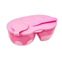 Kit Bowl Tigela & Colher Divisórias Internas Com Compartimento Para Talher Cor Rosa - 2