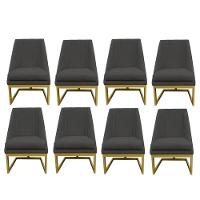 Kit 08 Cadeiras Para Sala De Jantar Ana Base De Ferro Suede Grafite D'classe Decor - 1