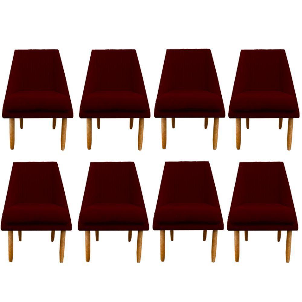 Kit 08 Cadeiras Para Sala De Jantar Ana Pés Palito Suede Marsala D'classe Decor - 1