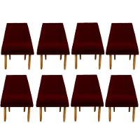 Kit 08 Cadeiras Para Sala De Jantar Ana Pés Palito Suede Marsala D'classe Decor - 1