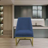 Kit 08 Cadeiras Para Sala De Jantar Ana Base De Ferro Suede Azul Marinho D'classe Decor - 7