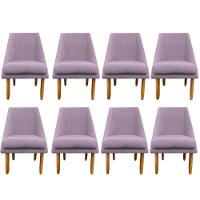 Kit 08 Cadeiras Para Sala De Jantar Ana Pés Palito Suede Rosa Bebê D'classe Decor - 1