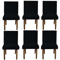 Kit 06 Cadeiras Para Sala De Jantar Tóquio Pés Palito Suede Preto D'classe Decor - 1