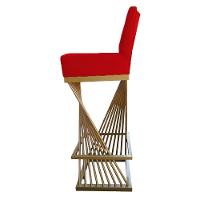 Kit 08 Banquetas Luma Base De Ferro Sued Vermelho D'classe Decor - 3