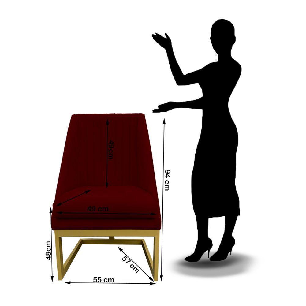 Kit 06 Cadeiras Para Sala De Jantar Ana Base De Ferro Suede Marsala D'classe Decor - 6