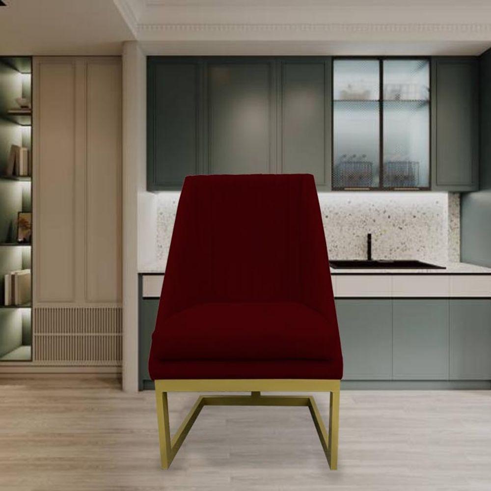 Kit 06 Cadeiras Para Sala De Jantar Ana Base De Ferro Suede Marsala D'classe Decor - 7