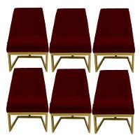 Kit 06 Cadeiras Para Sala De Jantar Ana Base De Ferro Suede Marsala D'classe Decor - 1