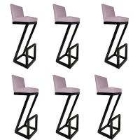 Kit 06 Banqueta Alta Z Base De Ferro Suede Rosa Bebê D'classe Decor - 1