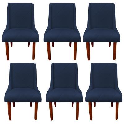Kit 06 Cadeiras Para Sala De Jantar Lizz Pés Palito Veludo Azul Marinho D'classe Decor