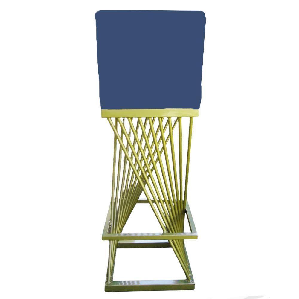 Kit 06 Banquetas Luma Base De Ferro Sued Azul Marinho D'classe Decor - 6