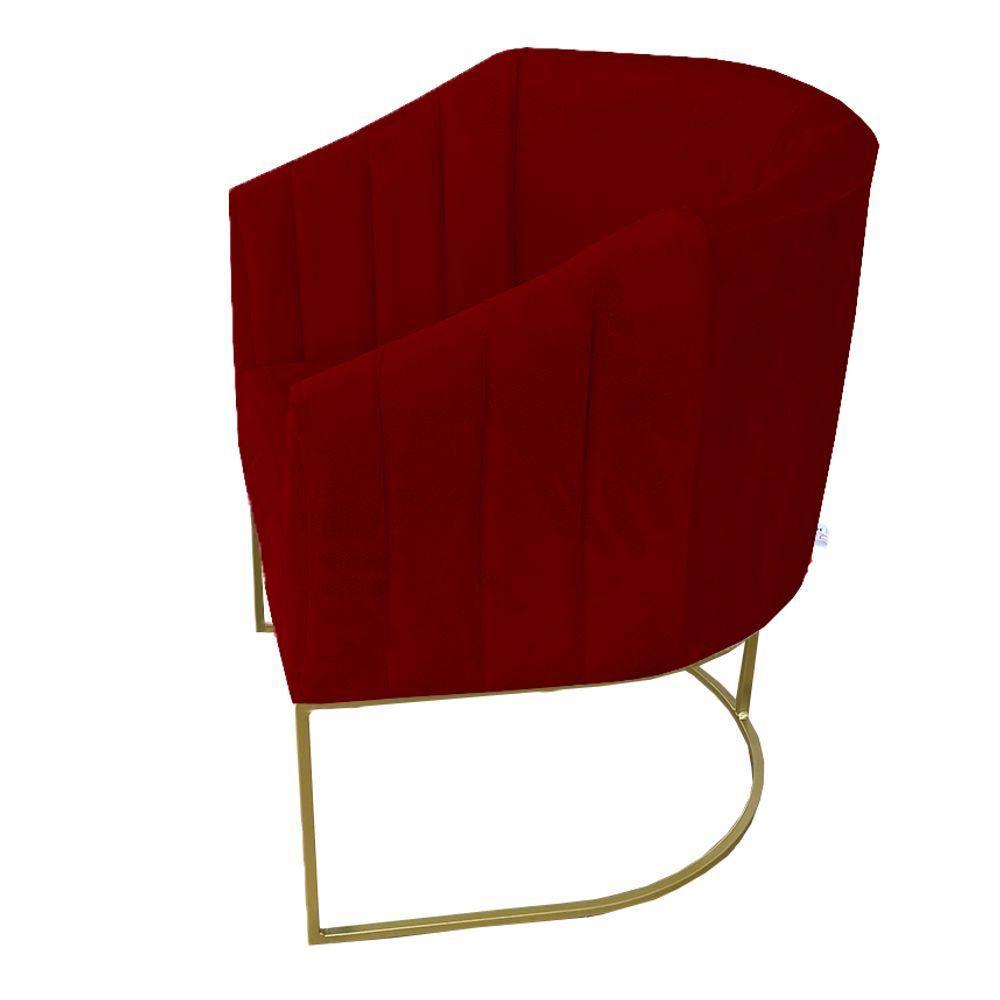 Kit 04 Poltrona Julia Com Base De Ferro Sala De Estar Escritório Recepção Clinica Suede Vermelho D'classe Decor - 4
