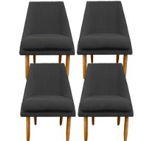 Kit 04 Cadeiras Para Sala De Jantar Ana Pés Palito Linho Grafite D'classe Decor - 1