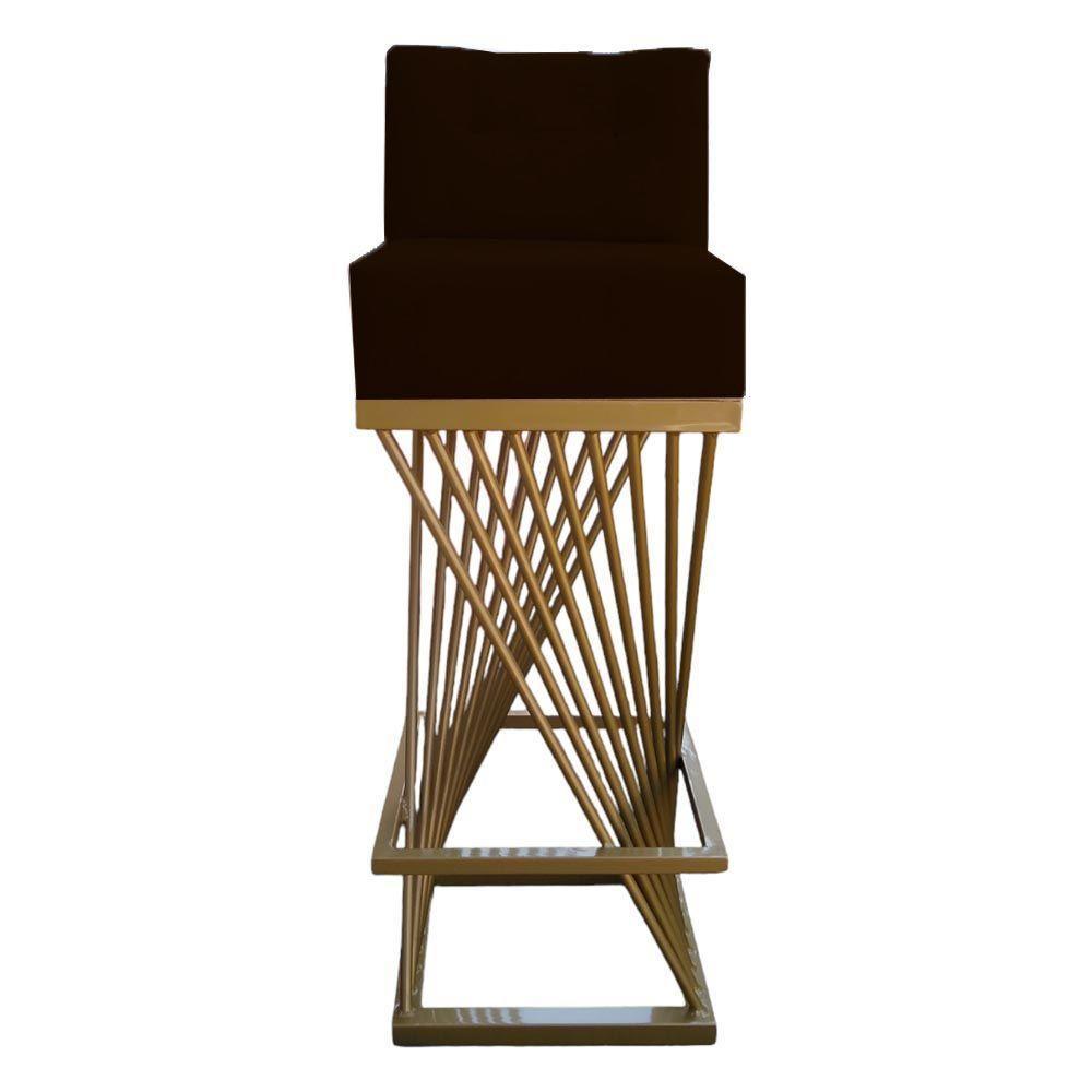 Kit 04 Banquetas Luma Base De Ferro Sued Marrom D'classe Decor - 2