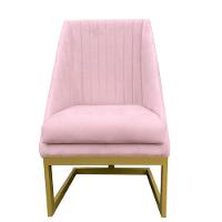 Kit 02 Cadeiras Para Sala De Jantar Ana Base De Ferro Suede Rosa Bebê D'classe Decor - 2