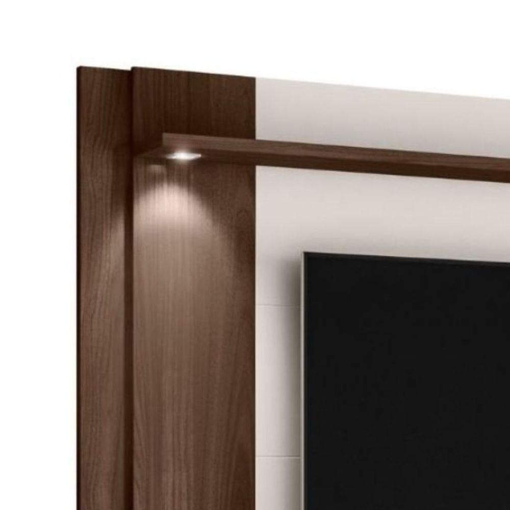 Painel Tv 75 Polegadas Chamonix 200 Cm Espelho Luminária Led Marrom Noce Off White ártico - 5