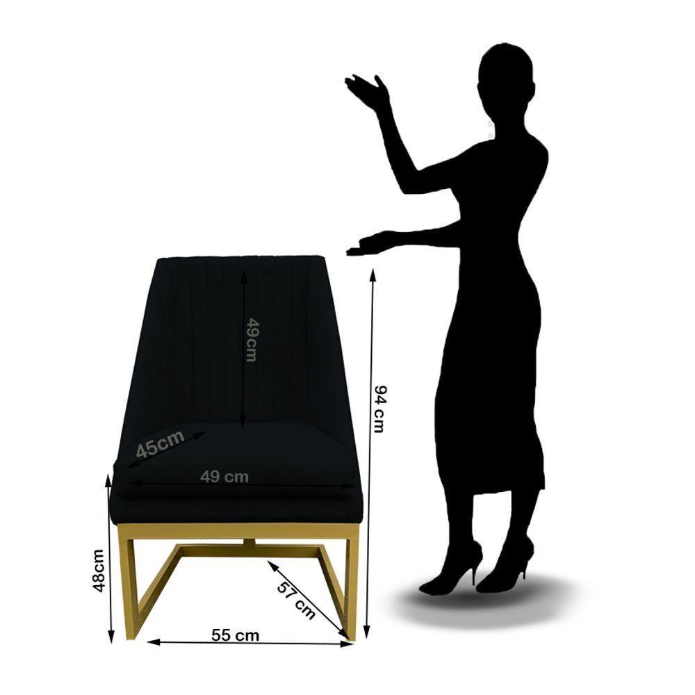 Kit 08 Cadeiras Para Sala De Jantar Ana Base De Ferro Suede Preto D'classe Decor - 6