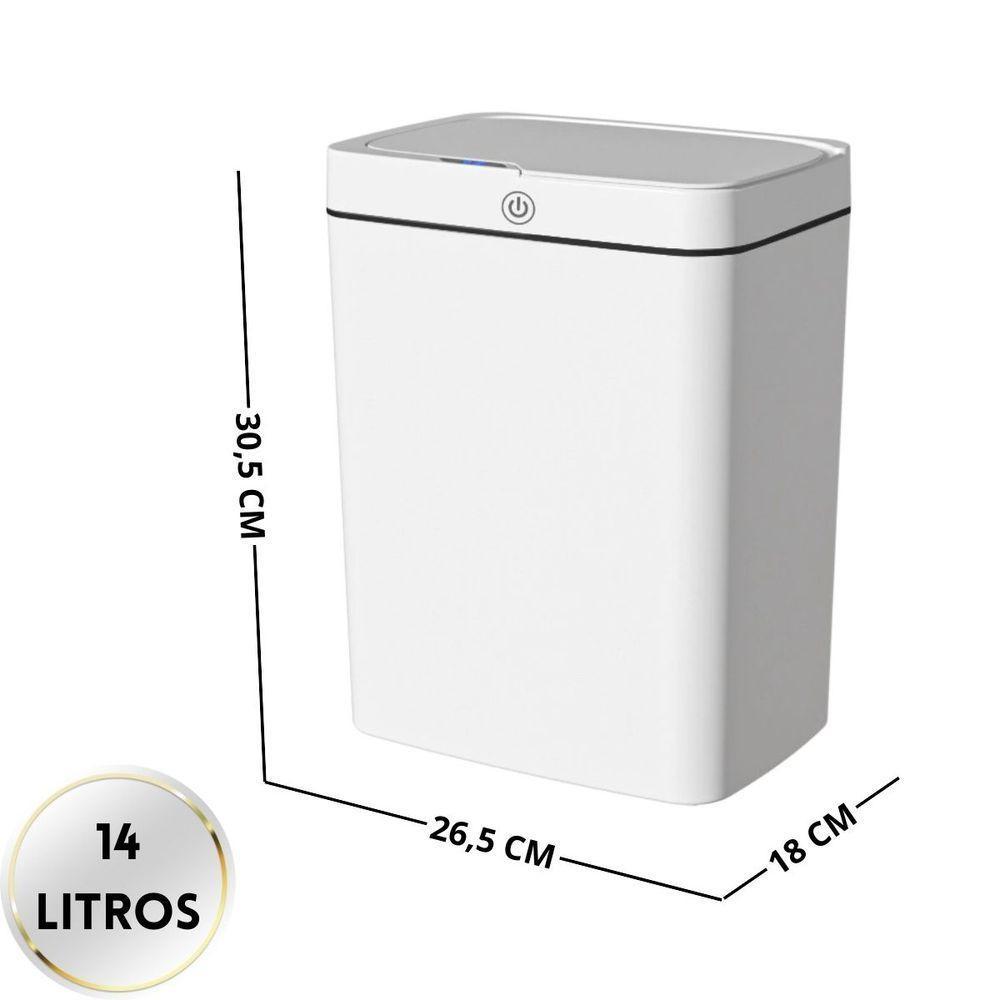 Lixeira Automática Retangular 14l Com Sensor - Moderna e Prática - 5